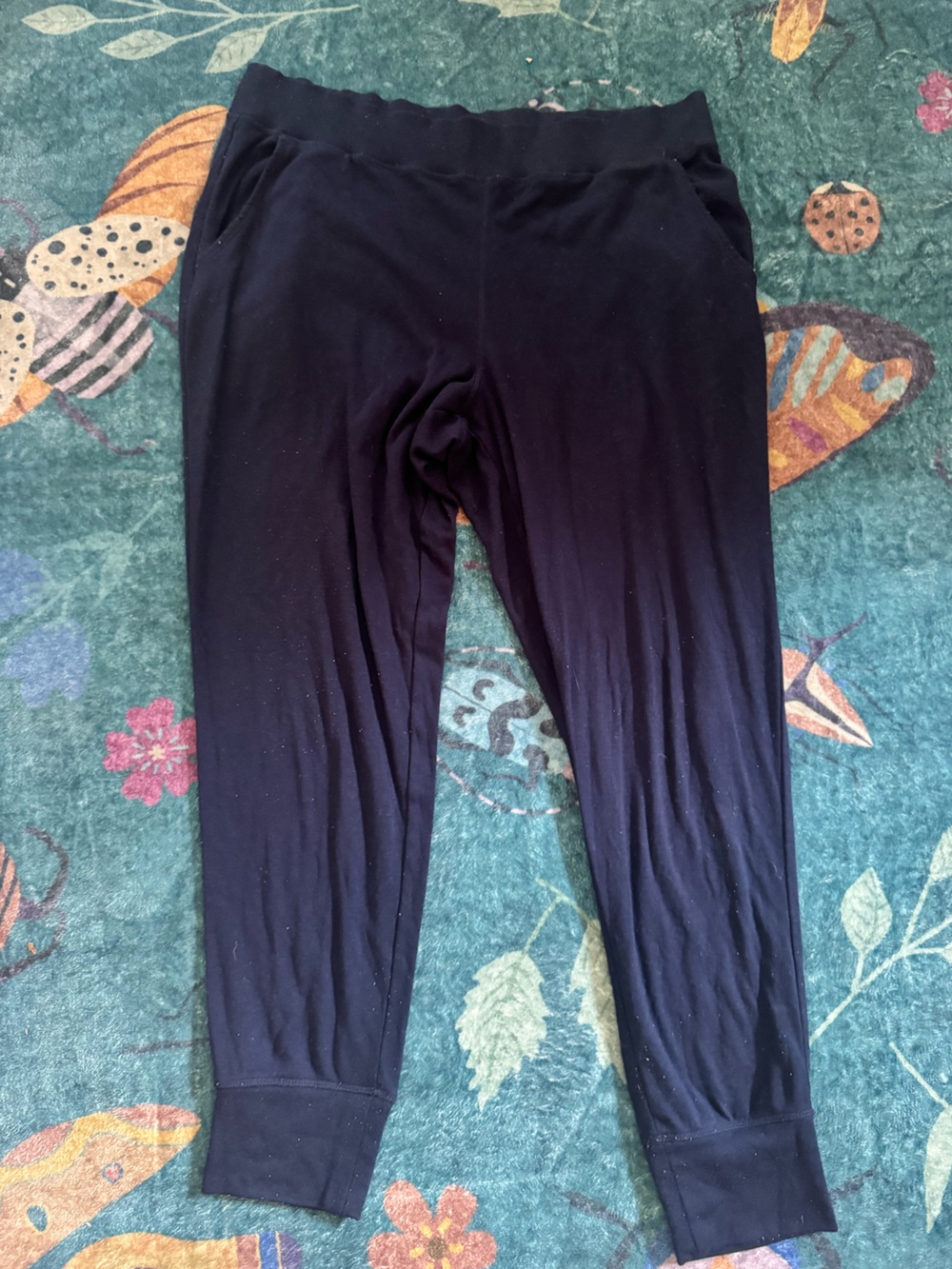 GAIAM Navy Blue Lounge Jogger Pants L Stretch Pockets VGUC Athleisure